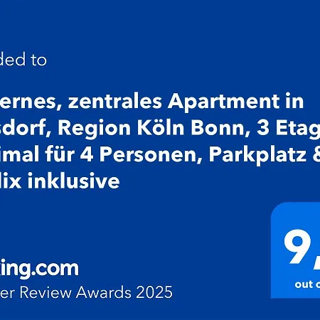 Apartment Modernes, Zentrales In Troisdorf, Region Koeln Bonn, 3 Etage, Maximal Fuer 4 Personen, Parkplatz & Netflix Inklusive *