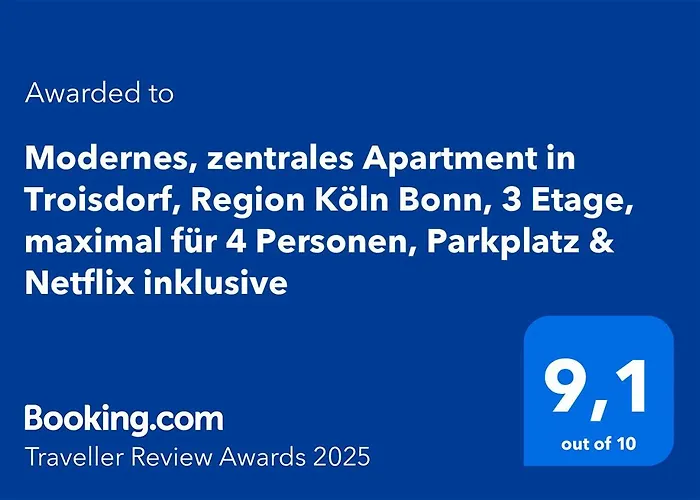 Διαμέρισμα Modernes, Zentrales In Troisdorf, Region Koeln Bonn, 3 Etage, Maximal Fuer 4 Personen, Parkplatz & Netflix Inklusive *